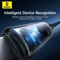 Baseus - Кабел за данни с осветен кабел (P10379002121-01) - USB към Type-C, 100W, бързо зареждане, LED светлина, управление с бутони, 2 м - Космическо черно