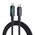 Baseus - Кабел за данни с осветена светлина (P10379000121-01) - за iPhone, лаптоп, Type-C, 100W, динамична светлина, E-marker чип, 2 м - Космическо черно