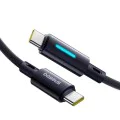 Baseus - Кабел за данни с осветена светлина (P10379000121-01) - за iPhone, лаптоп, Type-C, 100W, динамична светлина, E-marker чип, 2 м - Космическо черно