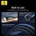 Baseus - Кабел за данни с осветена светлина (P10379000121-01) - за iPhone, лаптоп, Type-C, 100W, динамична светлина, E-marker чип, 2 м - Космическо черно