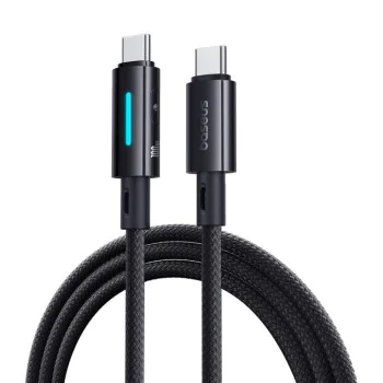 Baseus - Кабел за данни с осветена светлина (P10379000121-00) - за Macbook, Type-C, 100W, динамична LED светлина, E-marker чип, 1m - Космическо черно