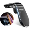 Techsuit - Стойка за кола AirGrip (S7) - С форма на водопад, магнитна сигурна ръкохватка за вентилационен отвор, щипка за захващане - черно / сребристо
