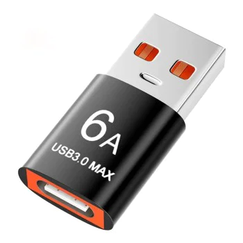 Techsuit - Премиум OTG адаптер HyperPort (A5) - Type-C към USB, 6A, 5Gbps, Plug and Play, бърз трансфер на данни - Черен / Оранжев
