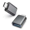 Techsuit - Премиум OTG адаптер SlateVolt (A10) - USB 3.0 към Type-C, 5Gbps, 3A, цинкова сплав, поддръжка за Thunderbolt 3 - сив