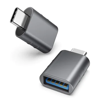 Techsuit - Премиум OTG адаптер SlateVolt (A10) - USB 3.0 към Type-C, 5Gbps, 3A, цинкова сплав, поддръжка за Thunderbolt 3 - сив