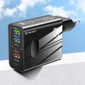 Techsuit - Премиум стенно зарядно PentaXPower (CHC1) - Включен кабел Type-C, 3x USB, 2x Type-C PD 25W, 65W, GaN, 1m - Черен