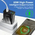 Techsuit - Премиум стенно зарядно PentaXPower (CHC1) - Включен кабел Type-C, 3x USB, 2x Type-C PD 25W, 65W, GaN, 1m - Черен