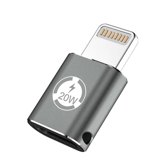 Techsuit - Премиум OTG адаптер TitanCoreX (A11) - Type-C към Lightning, 3A, алуминиева сплав, Plug&Play, бърз трансфер - сив