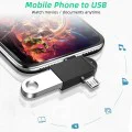Techsuit - OTG адаптер TwoVoltX (A16) - 3в1, USB към Micro-USB + Type-C, Plug and Play, алуминиева сплав - черен