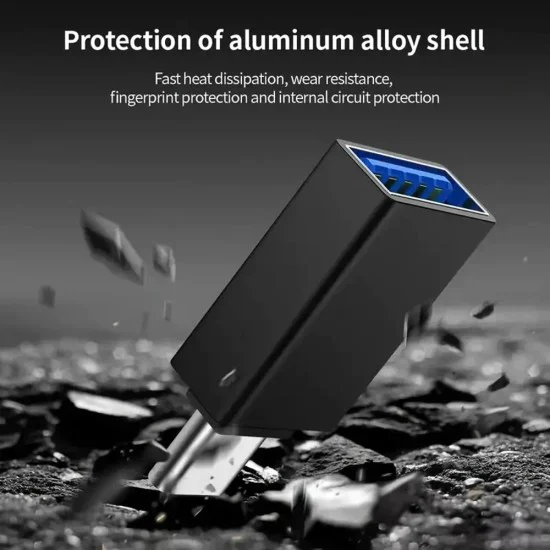 Techsuit - OTG адаптер AluCoreX (A14) - USB към Type-C, 10Gbps, Plug and Play, алуминиева сплав, бърз трансфер на данни - черен