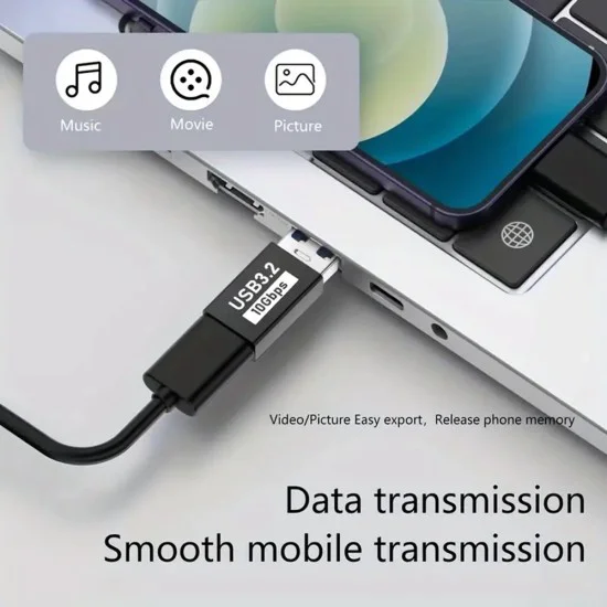 Techsuit - OTG адаптер AluCoreX (A14) - USB към Type-C, 10Gbps, Plug and Play, алуминиева сплав, бърз трансфер на данни - черен