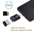 Techsuit - Четец за карти AluVoltX (CC1) - 2в1, USB3.0 към Type-C OTG, TF карта памет, 3A, Plug&Play, бърз трансфер на данни - черен