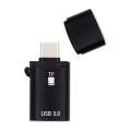 Techsuit - Четец за карти AluVoltX (CC1) - 2в1, USB3.0 към Type-C OTG, TF карта памет, 3A, Plug&Play, бърз трансфер на данни - черен