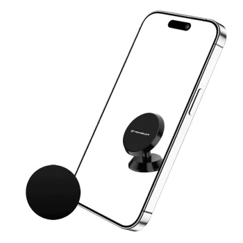 Techsuit - Стойка за кола TinyGrip (S10) - Универсална магнитна мобилна стойка, с метална плоча, силен магнит - Черен