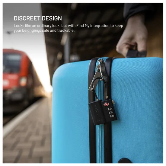 Smart Tracker (FIXTAG-LC-BK) - Фиксиран - Travel Lock с локатор, Apple Find My, IPX4, Type-C, Bluetooth 5.2, 60mAh - Черен