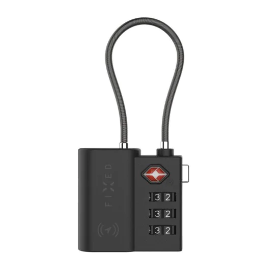 Smart Tracker (FIXTAG-LC-BK) - Фиксиран - Travel Lock с локатор, Apple Find My, IPX4, Type-C, Bluetooth 5.2, 60mAh - Черен