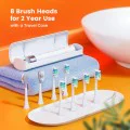 Bitvae - Електрическа четка за зъби (S2 Smart) - Ултразвукова, Мека, 8 глави, Калъф, Сензор за налягане с червена светлина, 5 режима, 1400mAh - Черна
