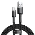 Кабел за данни USB към Type-C, 3A, 480Mbps, 1m - Baseus Cafule (CATKLF-BG1) - сив / черен