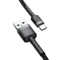 Кабел за данни USB към Type-C, 3A, 480Mbps, 1m - Baseus Cafule (CATKLF-BG1) - сив / черен