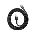 Кабел за данни USB към Type-C, 3A, 480Mbps, 1m - Baseus Cafule (CATKLF-BG1) - сив / черен