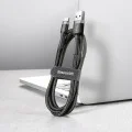 Кабел за данни USB към Type-C, 3A, 480Mbps, 1m - Baseus Cafule (CATKLF-BG1) - сив / черен