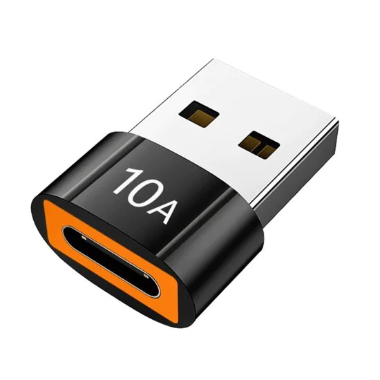 Techsuit - Премиум OTG адаптер HyperPort (A7) - Type-C към USB 3.0, 5Gbps, 10A, конвертор за телефон - черен / оранжев