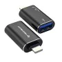 Techsuit - Премиум OTG адаптер AluVoltX (A18) - USB към Lightning, Plug and Play, алуминиева сплав, бърз трансфер на данни - черен