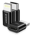 Techsuit - (3 броя) Premium OTG адаптер TriFlashX (A19) - 1xUSB-C към USB, 1x USB-C към Micro-USB, 1xUSB-C към Lightning - Черен
