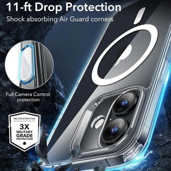 Калъф за iPhone 16 - ESR - Classic Hybrid HaloLock - Прозрачен