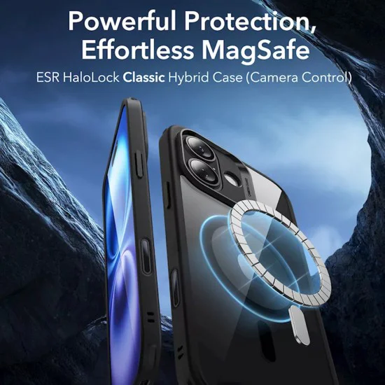Калъф за iPhone 16 - ESR - Classic Hybrid HaloLock - Прозрачен Черен