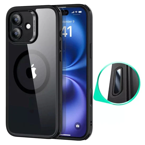 Калъф за iPhone 16 - ESR - Classic Hybrid HaloLock - Прозрачен Черен