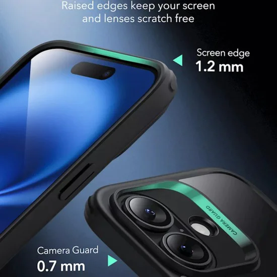 Калъф за iPhone 16 - ESR - Classic Hybrid HaloLock - Прозрачен Черен