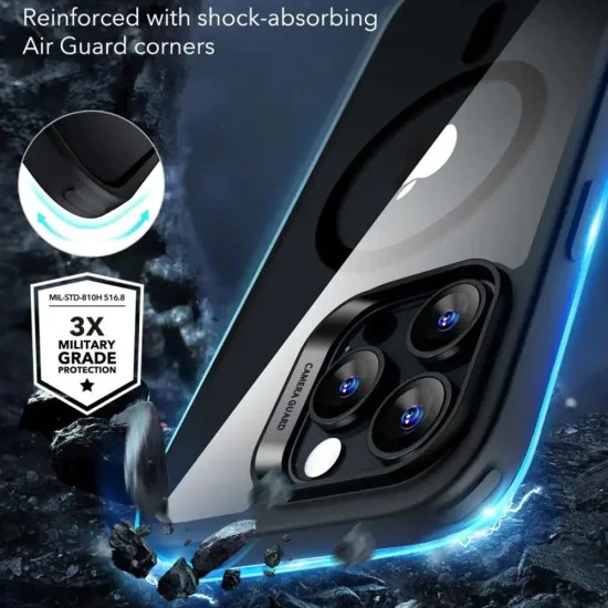 Калъф за iPhone 16 Pro - ESR - Classic Hybrid HaloLock - Прозрачен Черен