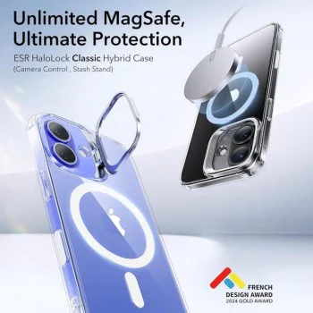 Калъф за iPhone 16 - ESR - Classic Hybrid HaloLock Kickstand - Прозрачен