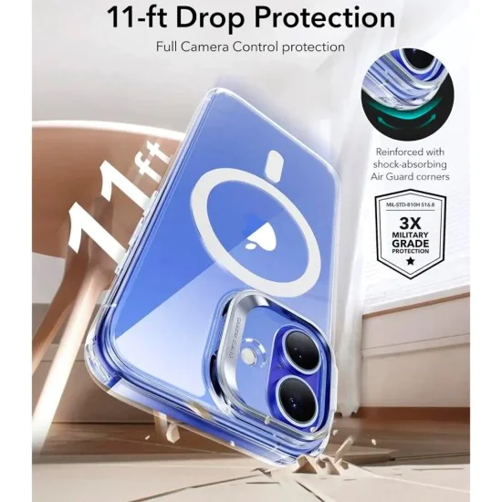 Калъф за iPhone 16 - ESR - Classic Hybrid HaloLock Kickstand - Прозрачен