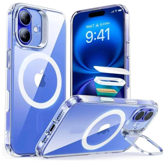 Калъф за iPhone 16 - ESR - Classic Hybrid HaloLock Kickstand - Прозрачен