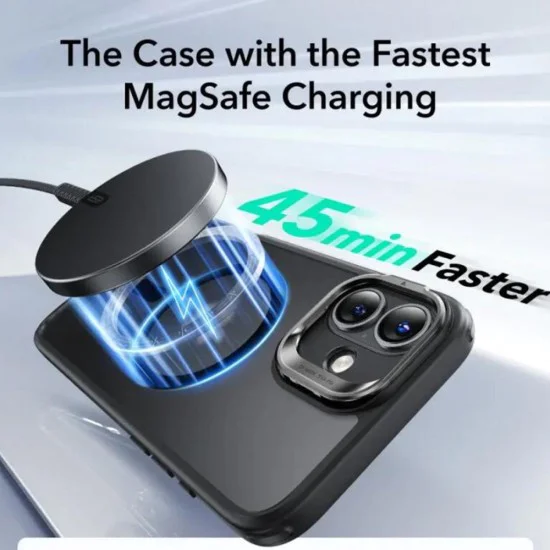 Калъф за iPhone 16 - ESR - Classic Hybrid HaloLock Kickstand - Frosted Черен