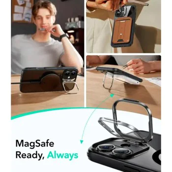 Калъф за iPhone 16 - ESR - Classic Hybrid HaloLock Kickstand - Прозрачен Черен