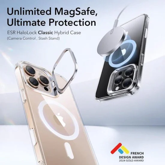 kaлъф за iPhone 16 Pro - ESR - Classic Hybrid HaloLock - с краче - Прозрачен