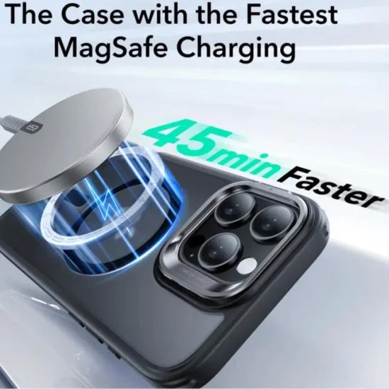 Калъф за iPhone 16 Pro - ESR - Classic Hybrid HaloLock Kickstand - Frosted Черен