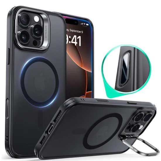 Калъф за iPhone 16 Pro - ESR - Classic Hybrid HaloLock Kickstand - Frosted Черен