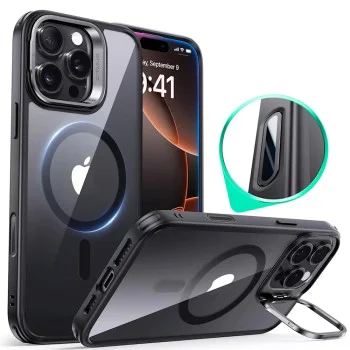 Калъф за iPhone 16 Pro - ESR - Classic Hybrid HaloLock Kickstand - Прозрачен Черен