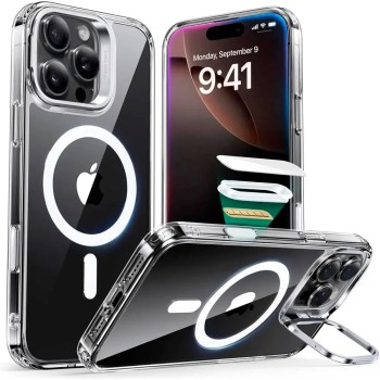 Калъф за iPhone 16 Pro Max - ESR - Classic Hybrid HaloLock Kickstand - Прозрачен