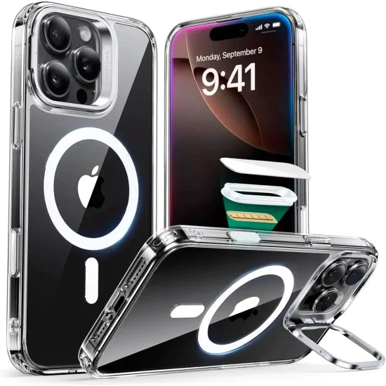 Калъф за iPhone 16 Pro Max - ESR - Classic Hybrid HaloLock Kickstand - Прозрачен