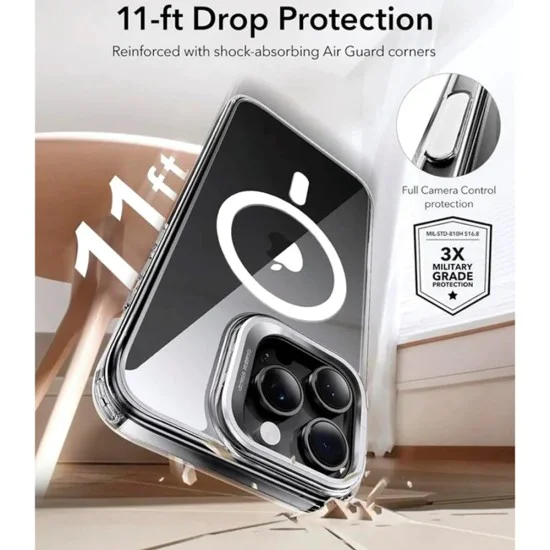 Калъф за iPhone 16 Pro Max - ESR - Classic Hybrid HaloLock Kickstand - Прозрачен