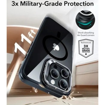 Калъф за iPhone 16 Pro Max - ESR - Classic Hybrid HaloLock Kickstand - Прозрачен Черен