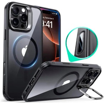 Калъф за iPhone 16 Pro Max - ESR - Classic Hybrid HaloLock Kickstand - Прозрачен Черен
