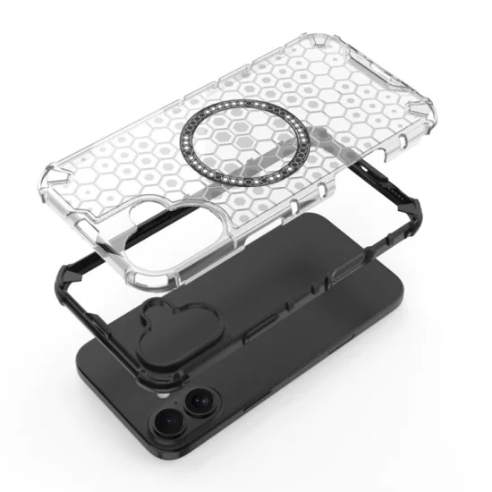 Калъф за iPhone 16 - Techsuit - HoneyComb Shield MagSafe - Бял