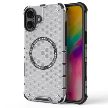 Калъф за iPhone 16 - Techsuit - HoneyComb Shield MagSafe - Бял