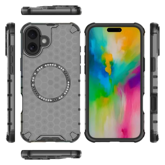 Калъф за iPhone 16 - Techsuit - HoneyComb Shield MagSafe - Черен